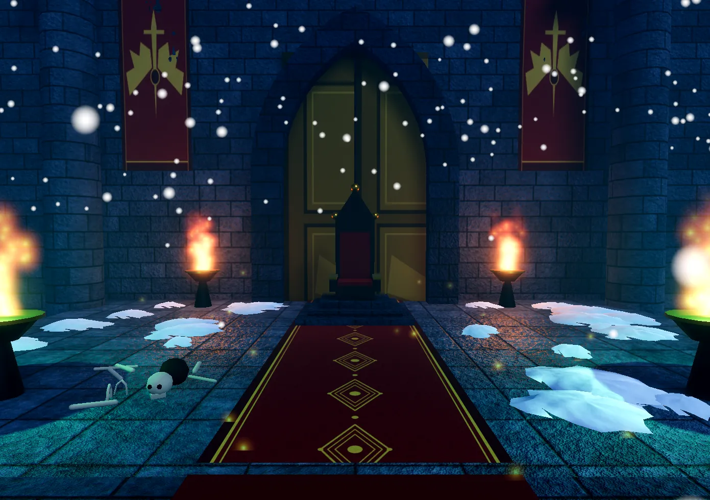 The throne hall of the Winter Castle in Forgotten Island 4